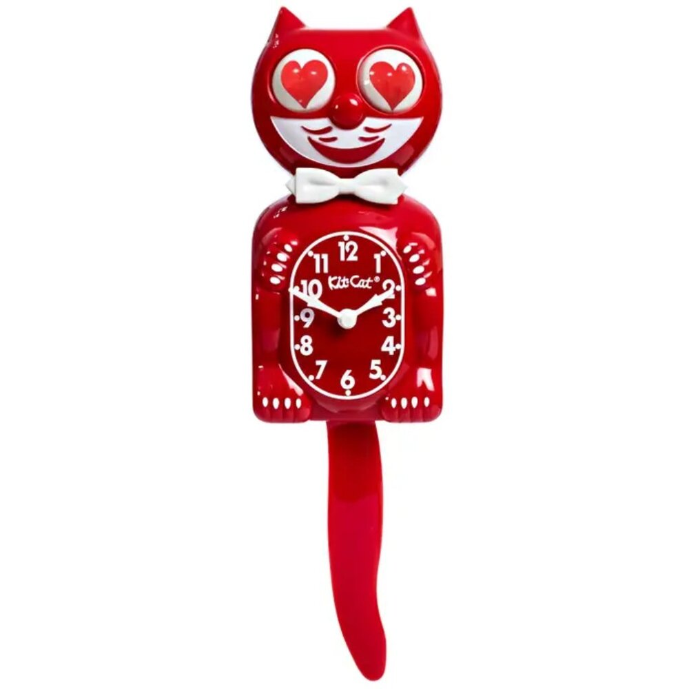 Classic Red Kit Cat Klock with Heart Eyes